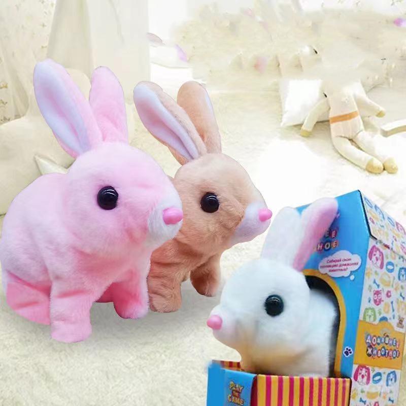 Simulation Pet Plush Electric Rabbit Toys | White - Pet Toys