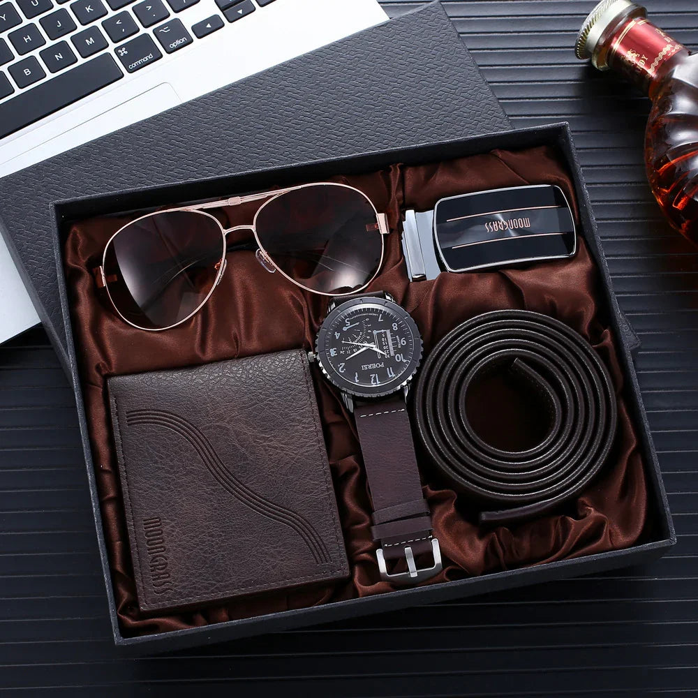 Wallet Belt Glasses Watch Business Gift | 4pcs - Apparel & Accessories > Clothing Accessories | 40Mm Belt