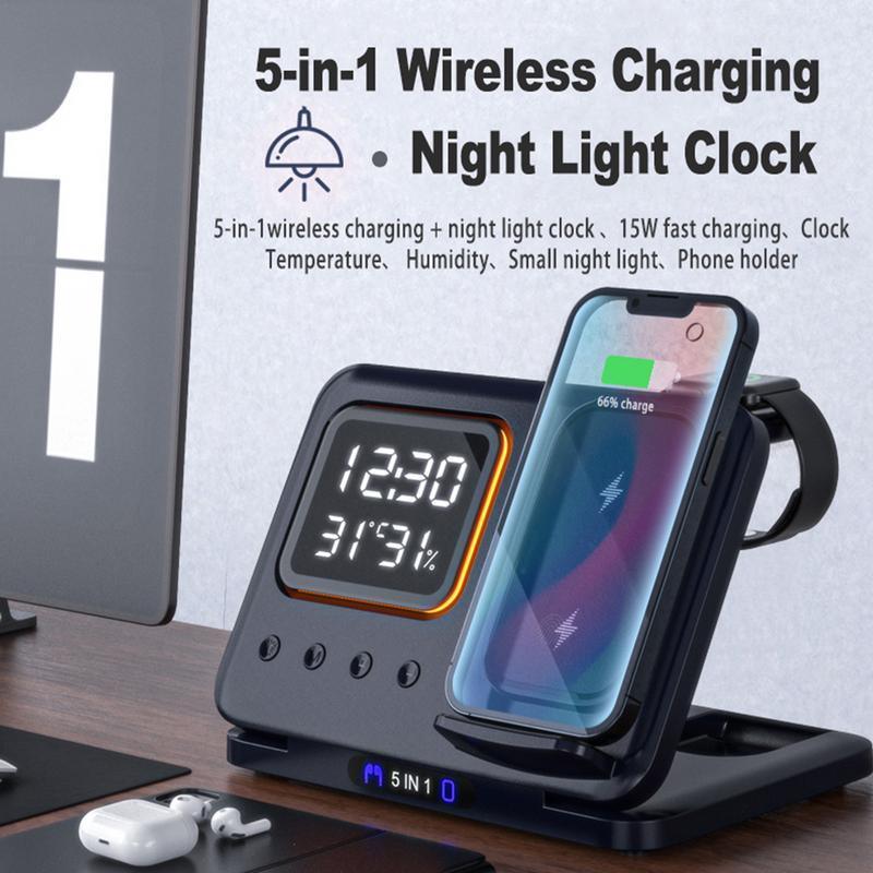 Charging Stand Alarm Clock | Wireless Led Adapter - Home & Garden > Lighting | Black Elecronics