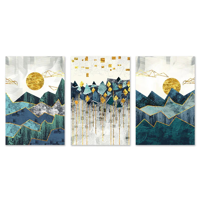 Nordic Abstract Geometric Mountain Landscape Wall Art - 0 | Abstract Geometric (View 7)