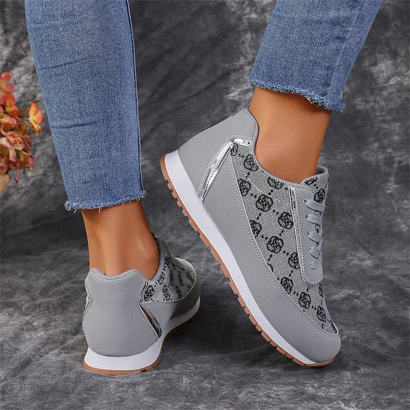 Flower Print Lace Up Sneakers Casual Fashion | Tool - 4 | Flower Lace-Up (View 3)