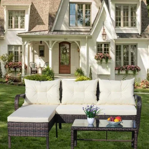 Conversation Set Wicker Ratten Sectional Sofa Seat - Outdoor Furniture | Brown Conversation